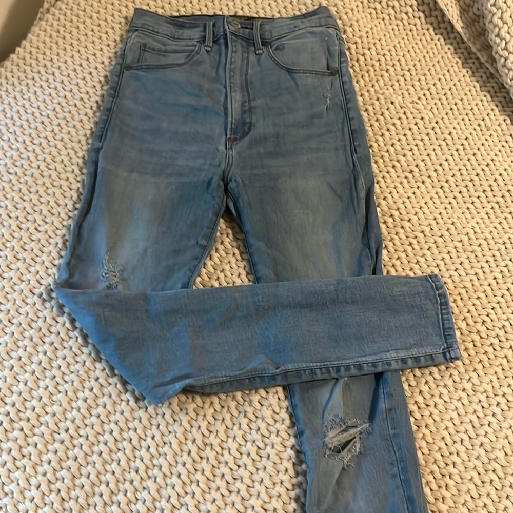 Light blue ultra high rise super skinny Abercombie and fitch jeans
